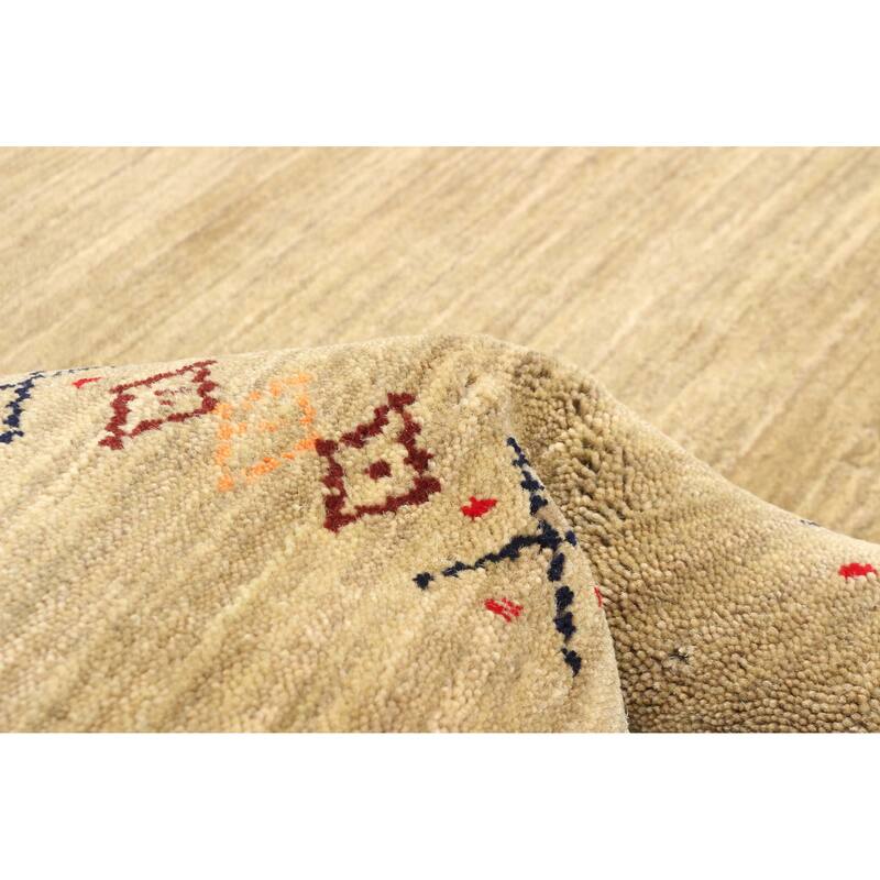 ECARPETGALLERY Hand Loomed Kashkuli Gabbeh Khaki Wool Rug - 4'0 x 5'9