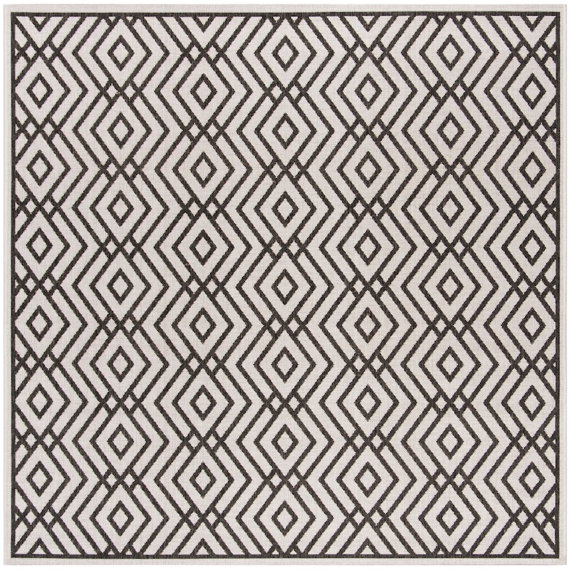SAFAVIEH Linden Norita Indoor/ Outdoor Waterproof Patio Backyard Rug - 6'7" Square - Light Grey/Charcoal