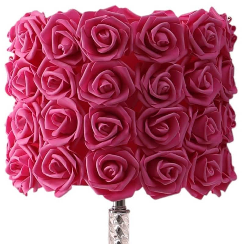 18 Inch Acrylic and Metal Table Lamp with Drum Shade for Home Decor