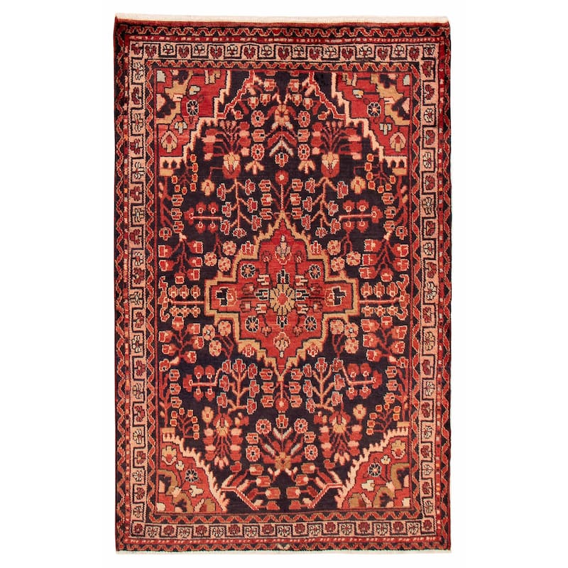 Anadol Navy, Red Rug 4'4" x 6'9" - 4'4 x 6'9 - Dark Navy/ Red - 4'4 x 6'9