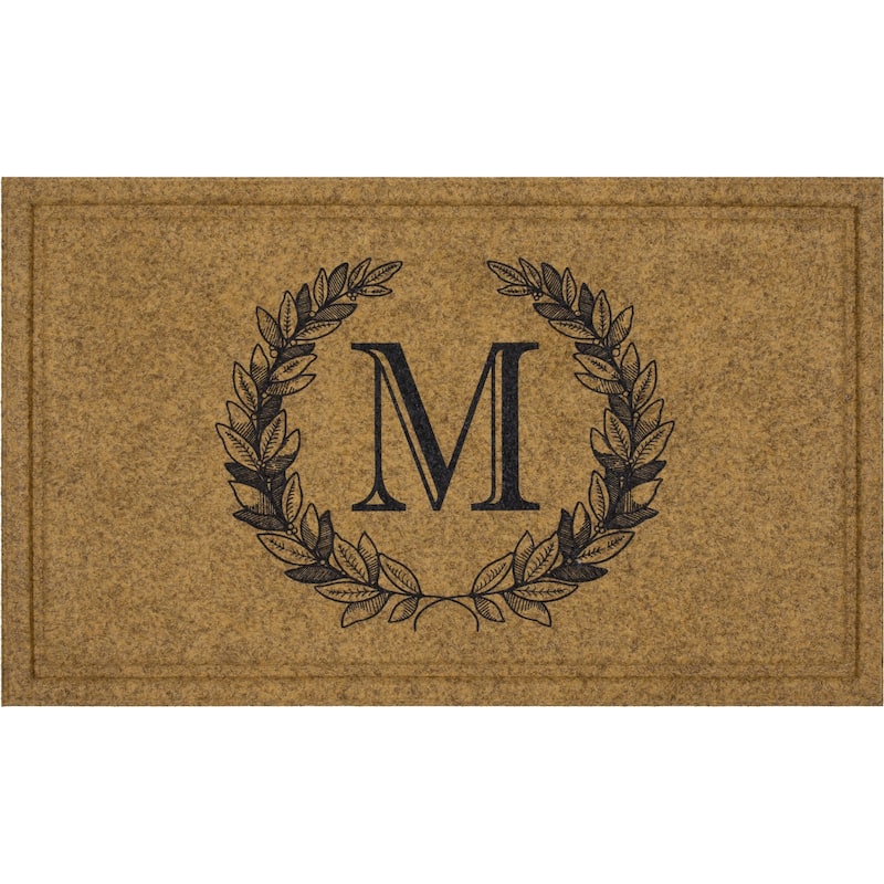 Mohawk Home Monogram Initial Faux Coir All Weather Recycled Rubber Door Mat - 2' x 3' - Laurel Monogram M