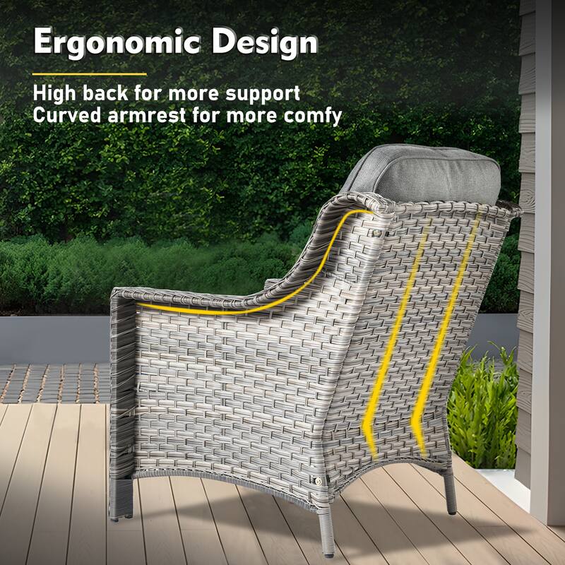 XIZZI 5-piece Patio Furniture Wicker Outdoor High Back Sofa Set with Fire Pit
