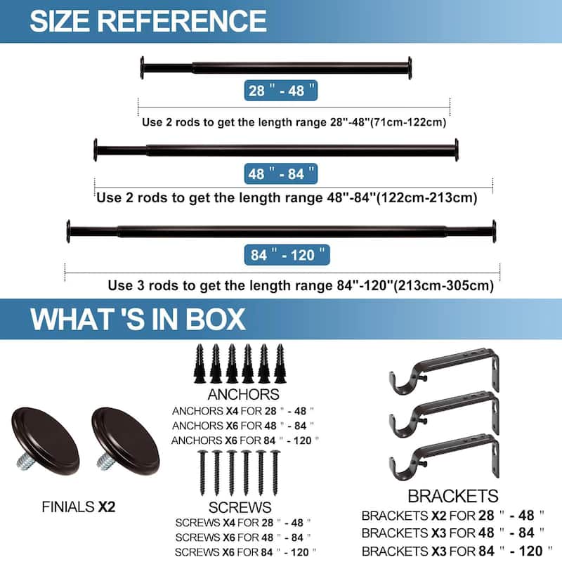 1-inch Diameter Bouton Adjustable Single Drapery Curtain Rod