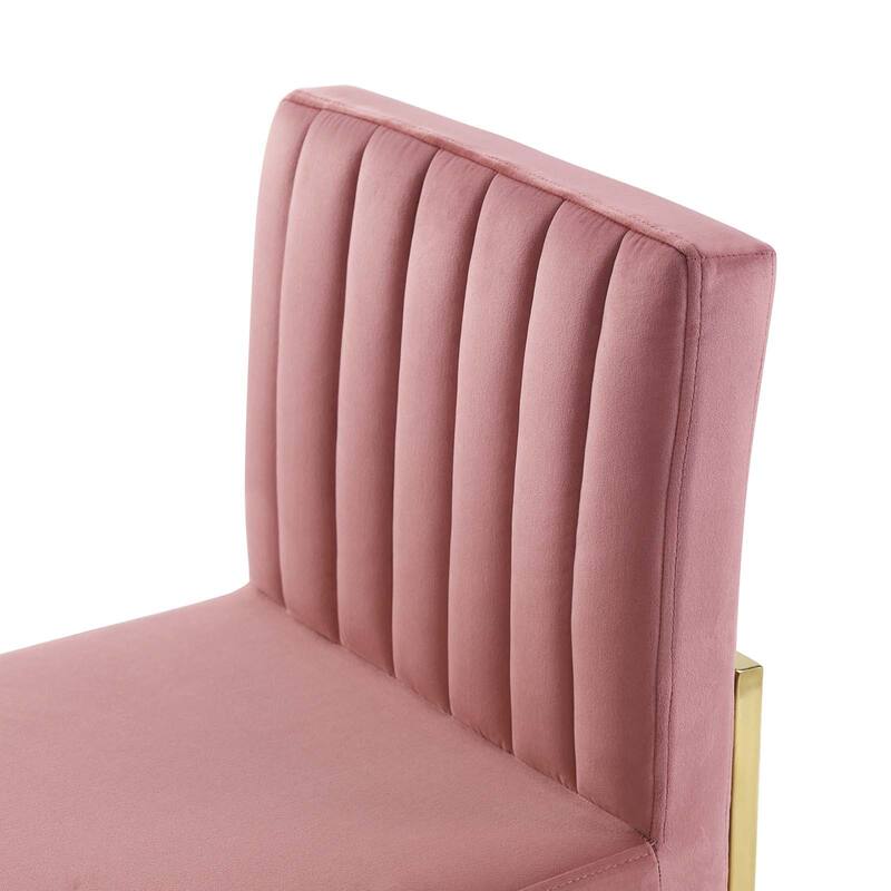 Silver Orchid Haussermann Channel Tufted Sled Base Velvet Dining Chair