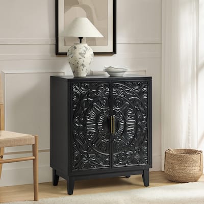 Thea 30''W Traditional Distressed Finish Accent Cabinet with Hidden Drawer by HULALA HOME