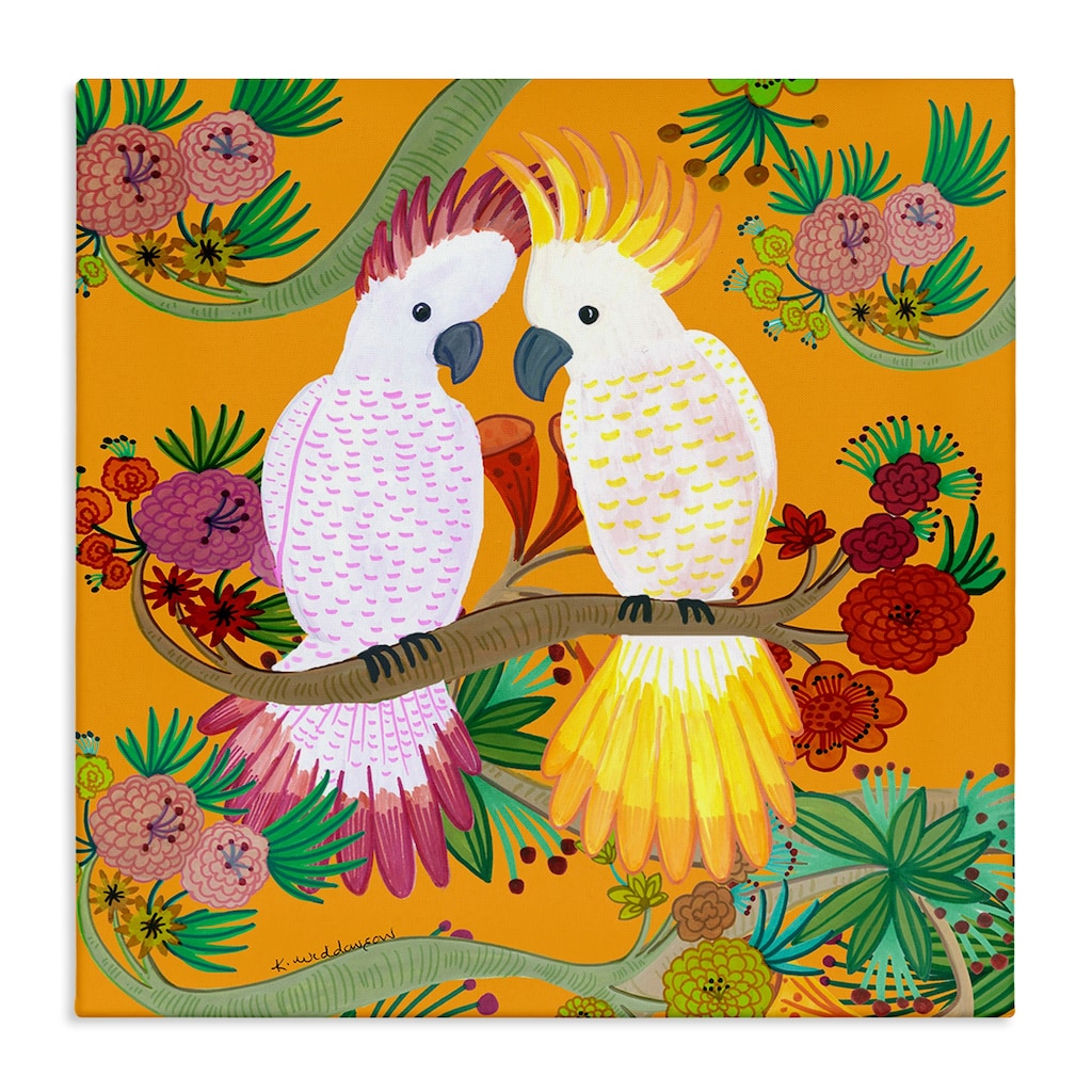 Stupell Bright Cockatoos & Foliage Canvas Wall Art Design By Kay Widdowson