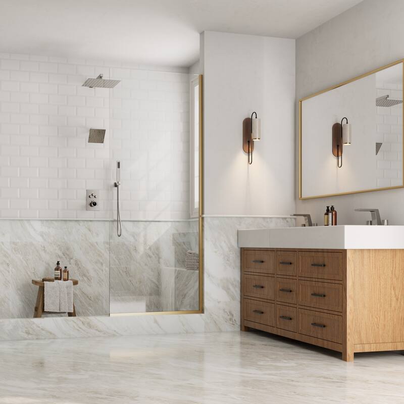 GRANDJOY 3-Function Thermostatic Shower System 12'' Rainfall Shower Head with Anti-Scald Valve