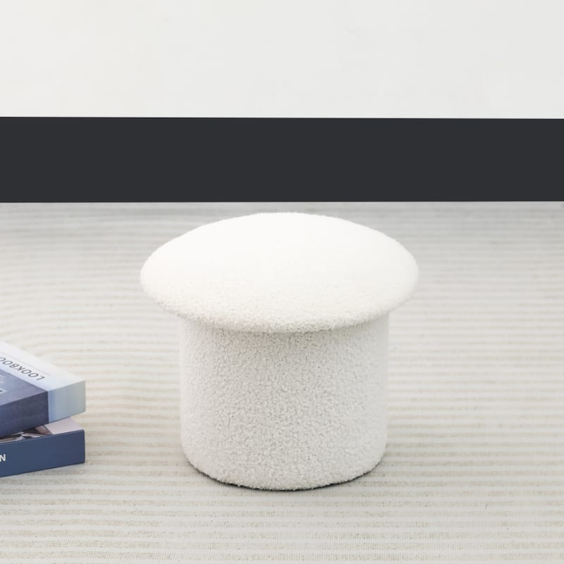 Adeco Mushroom Ottoman Teddy Velvet Foot Stool