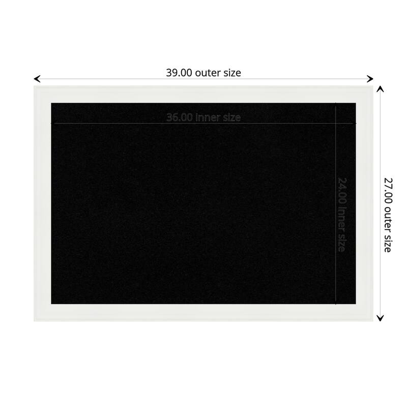 Vanity White Narrow Framed Black Corkboard Bulletin Board - Board Size 36x24