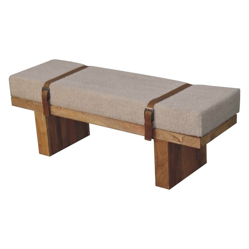 Artisan Furniture Solid Wood, Upholstered Belmont Cream Boucle Bench
