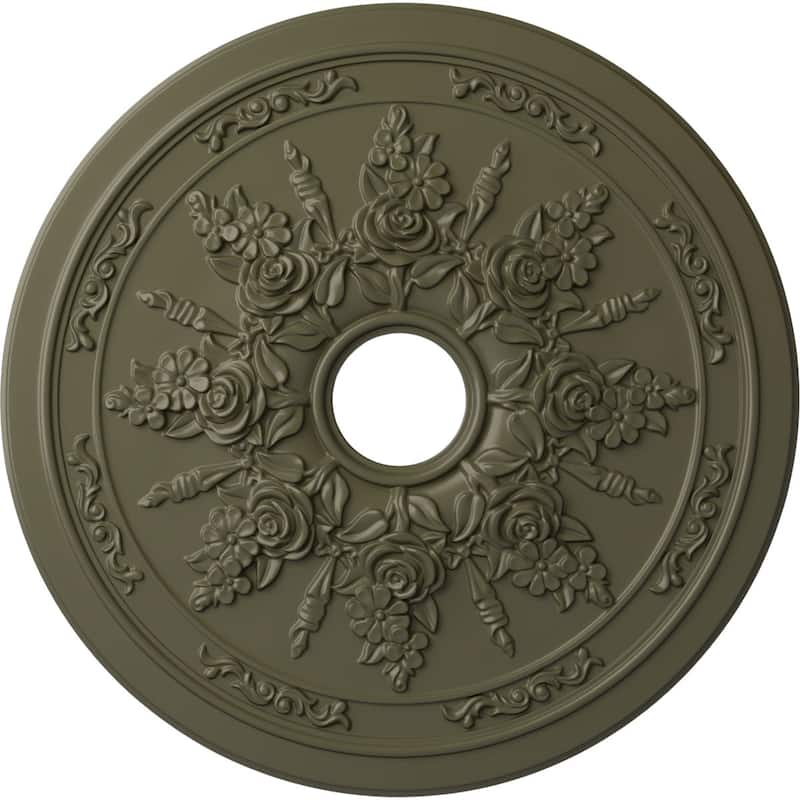 23 5/8"OD x 4"ID x 1 1/2"P Rose and Ribbon Ceiling Medallion