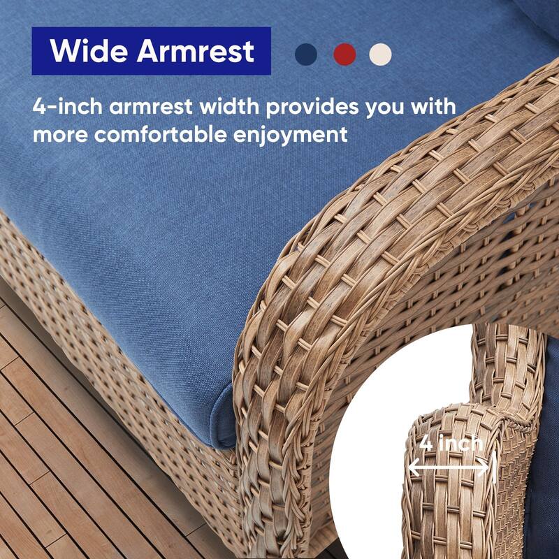 ArcoBay Wicker PE Rattan Outdoor Patio Swivel Glider Chairs with 4'' Olefin Cushions (2-Pack)