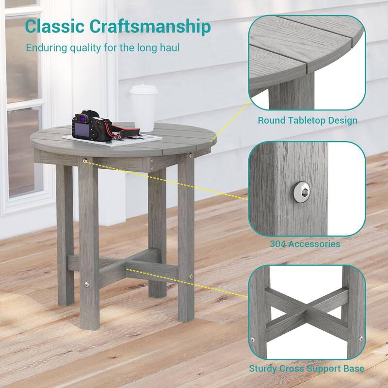 HDPE All-weather Outdoor Side Table, Easy Install Patio Table