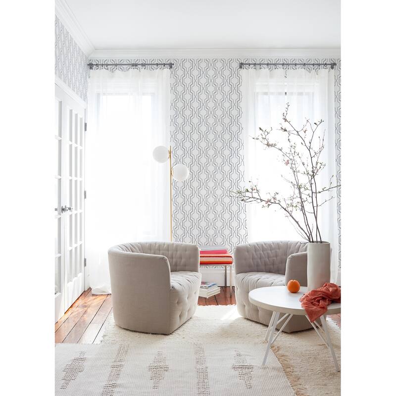 A-Street Prints Rion Grey Trellis Wallpaper