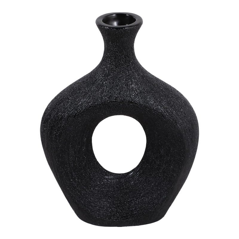 Modern Oval Ceramic Table Vase Cut-Out Design
