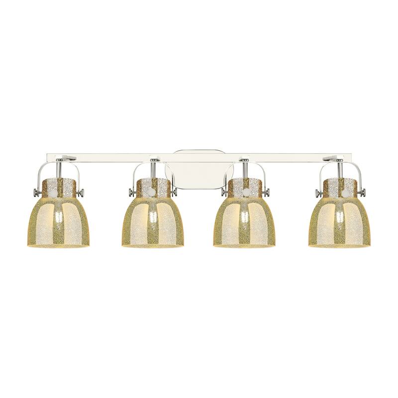 Innovations Lighting 423-4W-11-37 Pilaster II Bell Vanity Pilaster II - Polished Nickel / Mercury