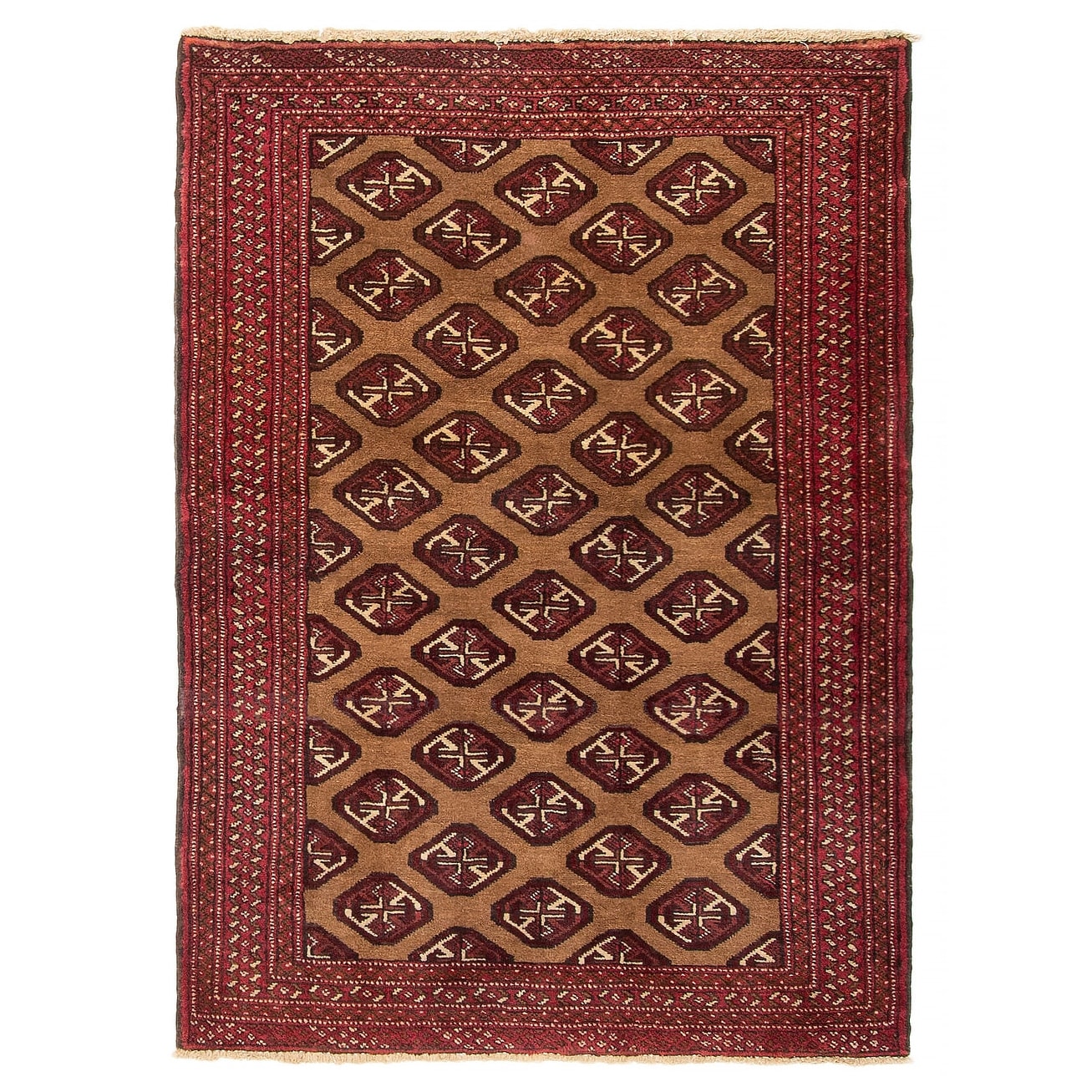 ECARPETGALLERY Hand-knotted Teimani Light Brown Wool Rug - 3' 5" x 4' 9"