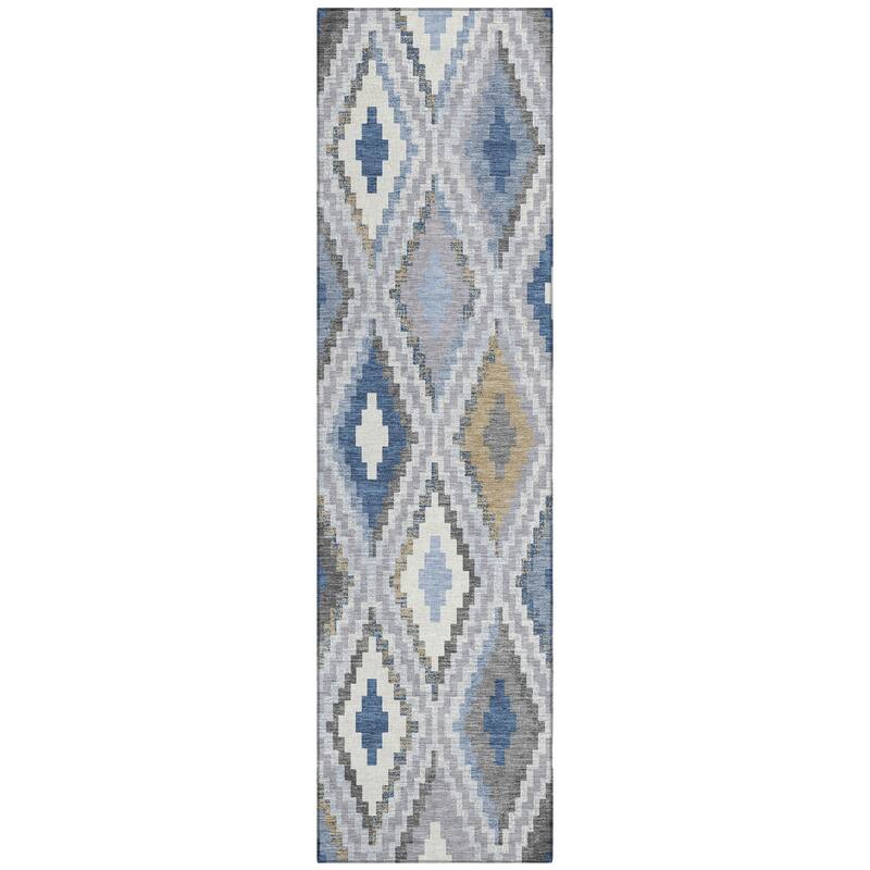 Machine Washable Indoor/ Outdoor Global Geo Chantille Rug
