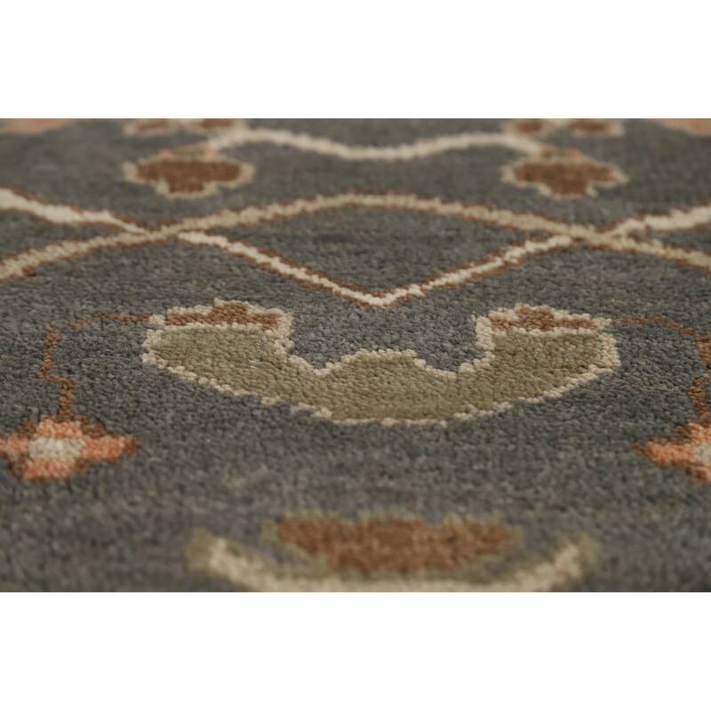 Gray Oushak Indian Area Rug Hand-Knotted Wool Carpet - 8'2" x 9'8"