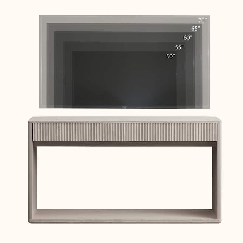 63" Modern Fluted 2 Drawers Entryway Table, Console Table, Sofa Table