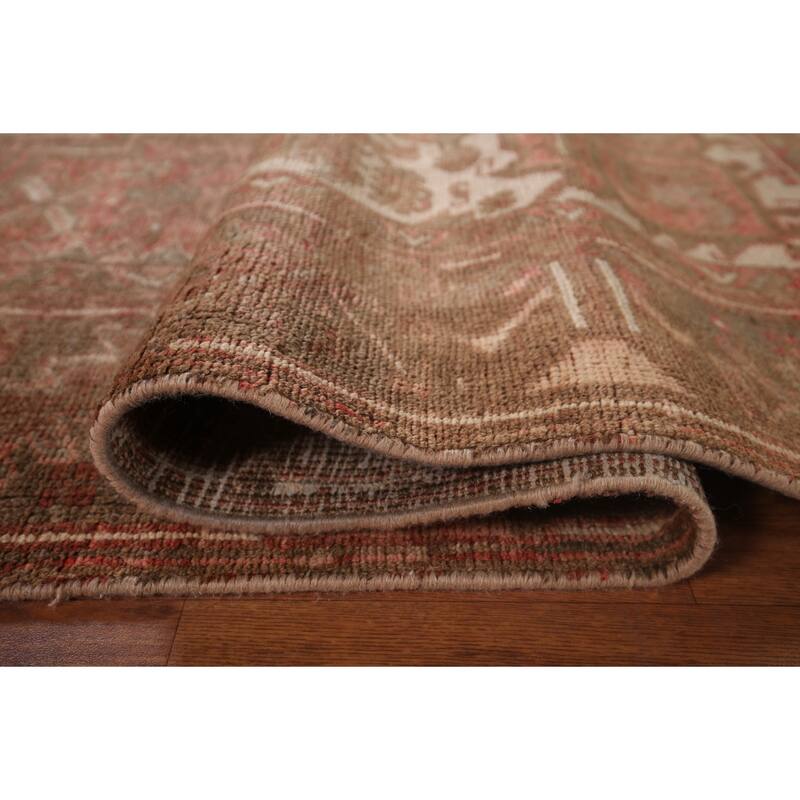 Geometric / Medallion Heriz Persian Vintage Rug Handmade Wool Carpet - 7'2"x 10'8"