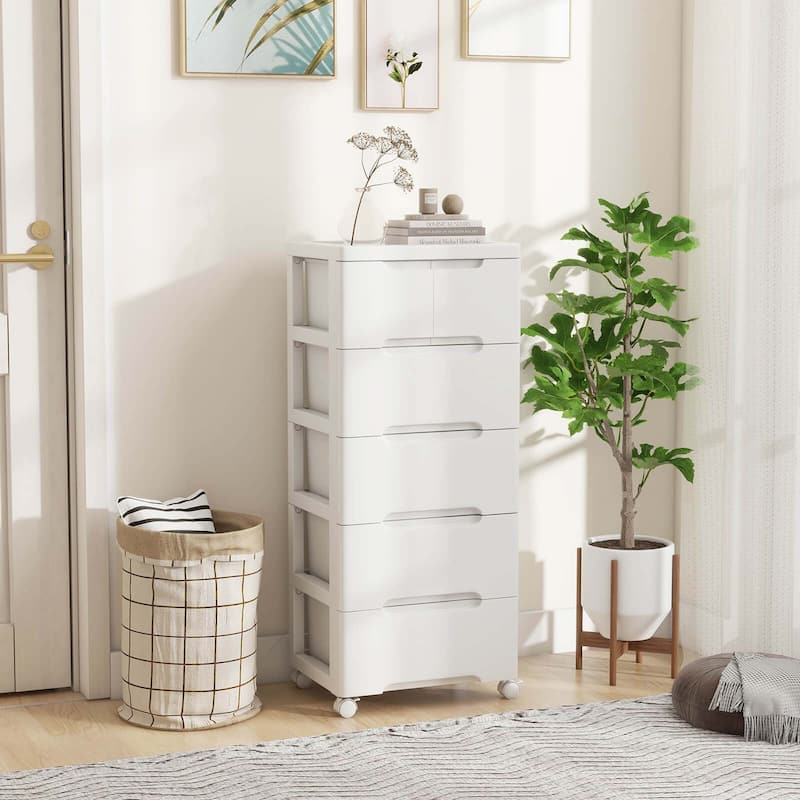 Costway 1 PCS 6-Drawer Plastic Rolling Storage Cart with 4 Universal - See Details