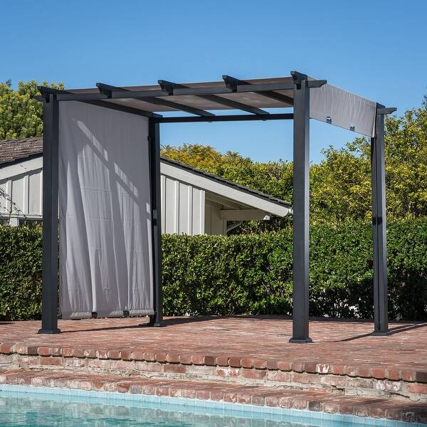 Shop Hanover 8 X 10 Ft Metal Pergola With An Adjustable Gray Canopy Overstock 27385898