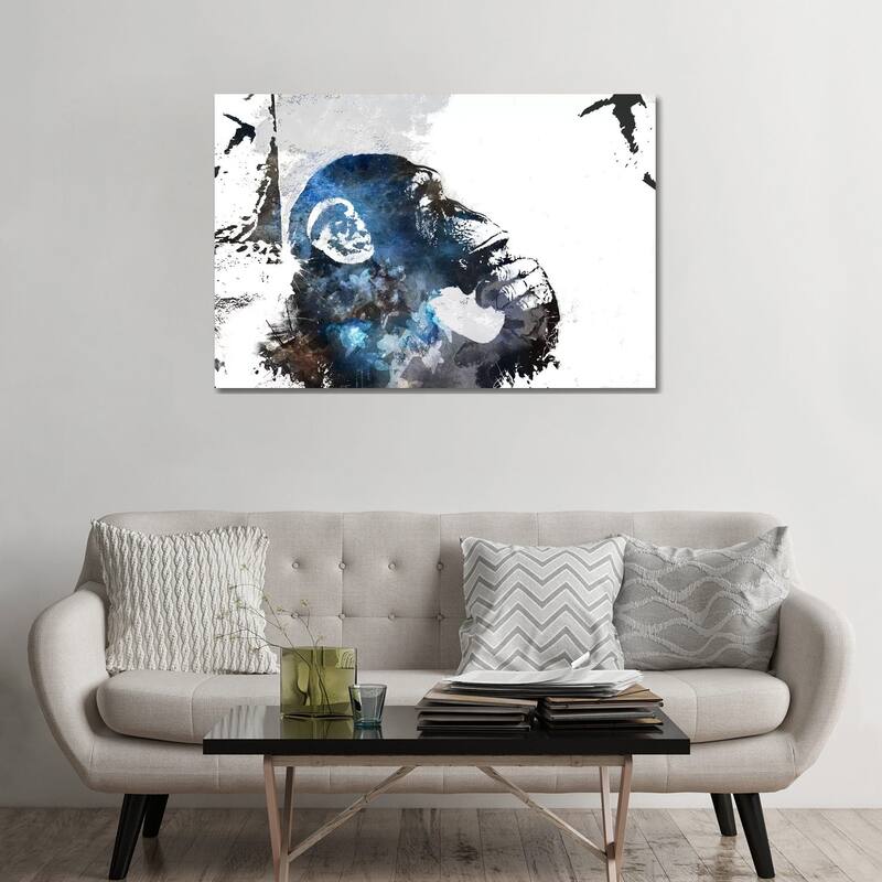 iCanvas "The Thinker Monkey Watercolor Silhouette" by Unknown Artist Canvas Print - 32x48x1.5