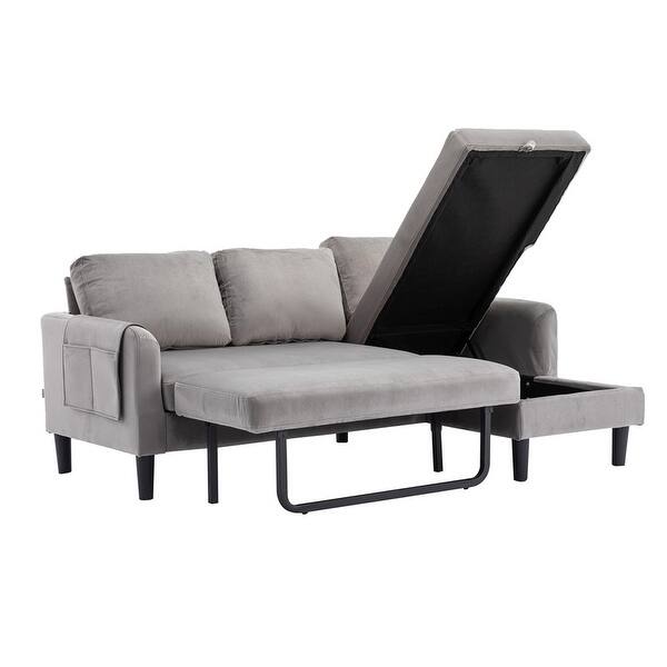 3 Seater LShaped Sleeper Sofa Sectional Sofa with Storage Chaise Bed