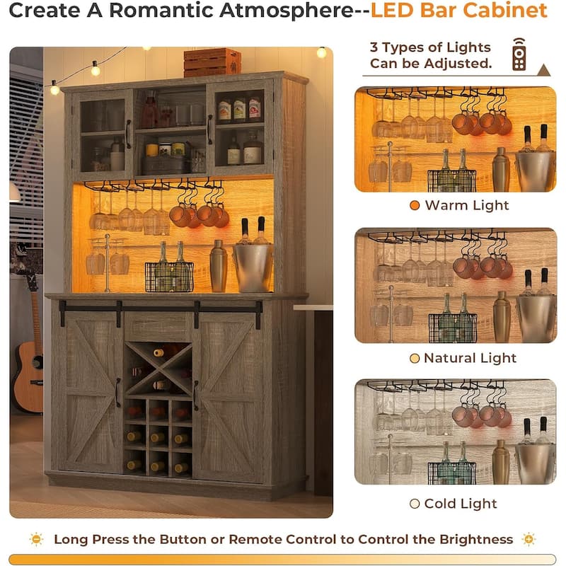 Buffet Cabinet Bar Cabinet Coffee Credenza Sideboard Barn Door Drawer
