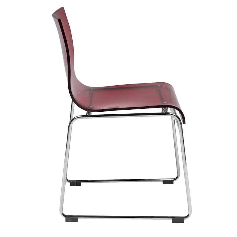 Lima Modern Transparent Acrylic in Chrome Steel Frame Dining Chair
