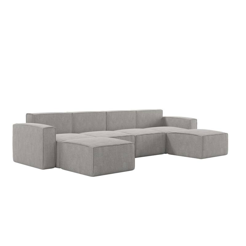 Contemporary 6 Piece Modular Sectional Sofa with 2 Ottomans