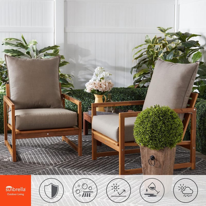 Sunbrella Fabric Outdoor 2-Piece Deep Seat Chair Cushion
