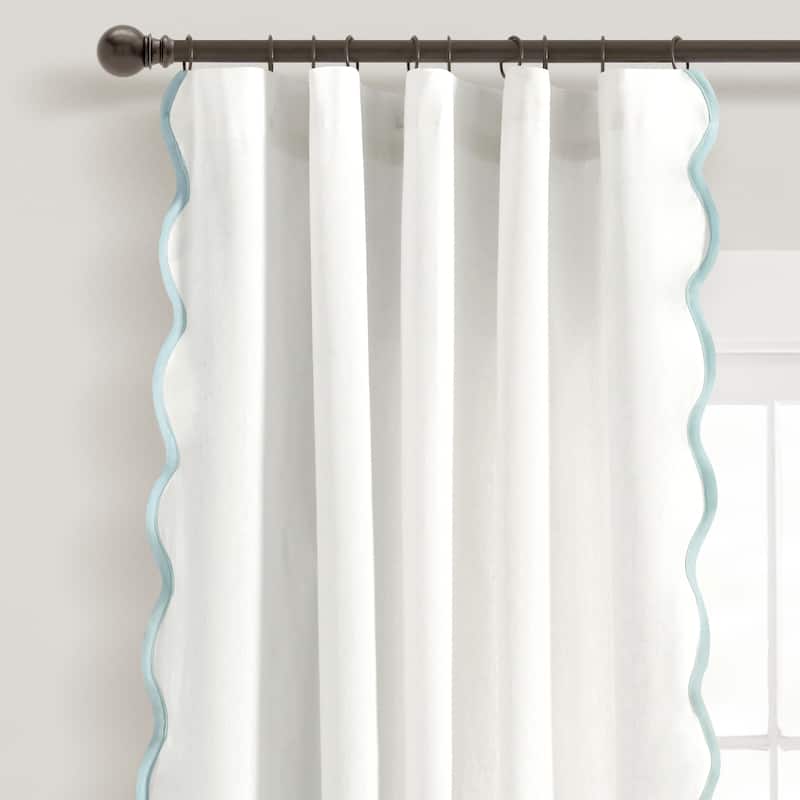 Lush Decor Coastal Chic Scallop Edge Window Curtain Panels - 84" x 52" - Blue/White 