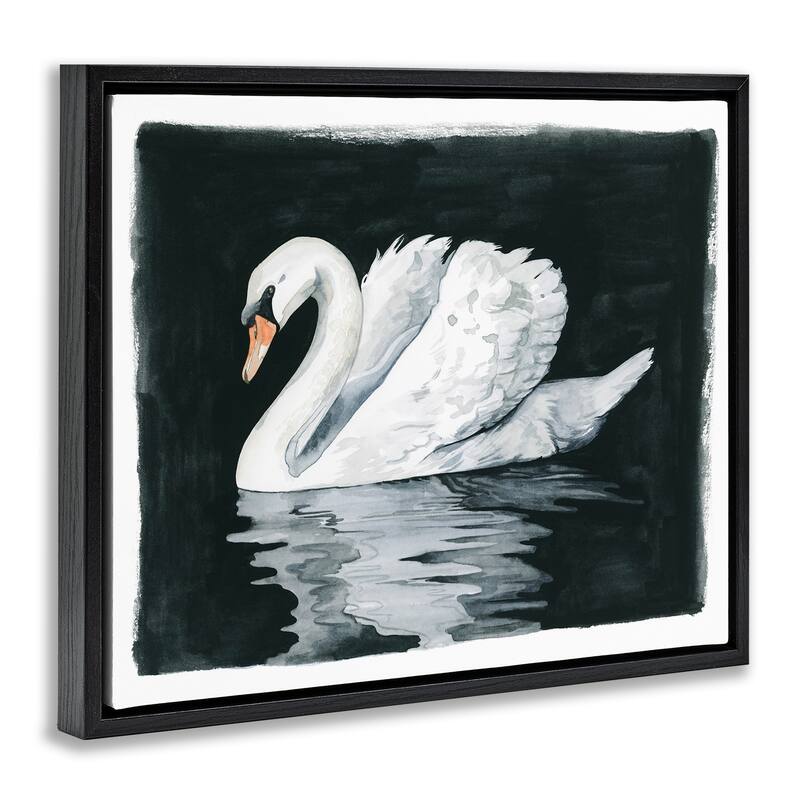 Stupell Beautiful Swan Black Reflection Floater Canvas Wall Art by Grace Popp