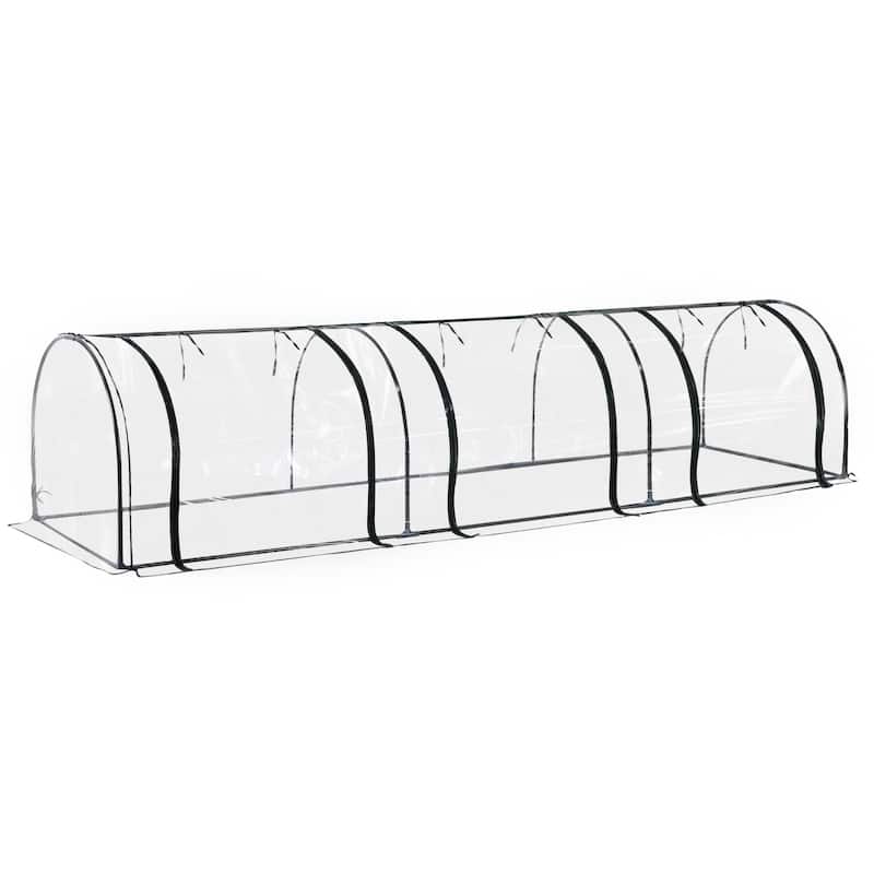 Outsunny 11.5' L x 3.25' W x 2.5' H PVC Metal Tunnel Greenhouse Kit with Strong Durable Materials for Year-Round Gardening
