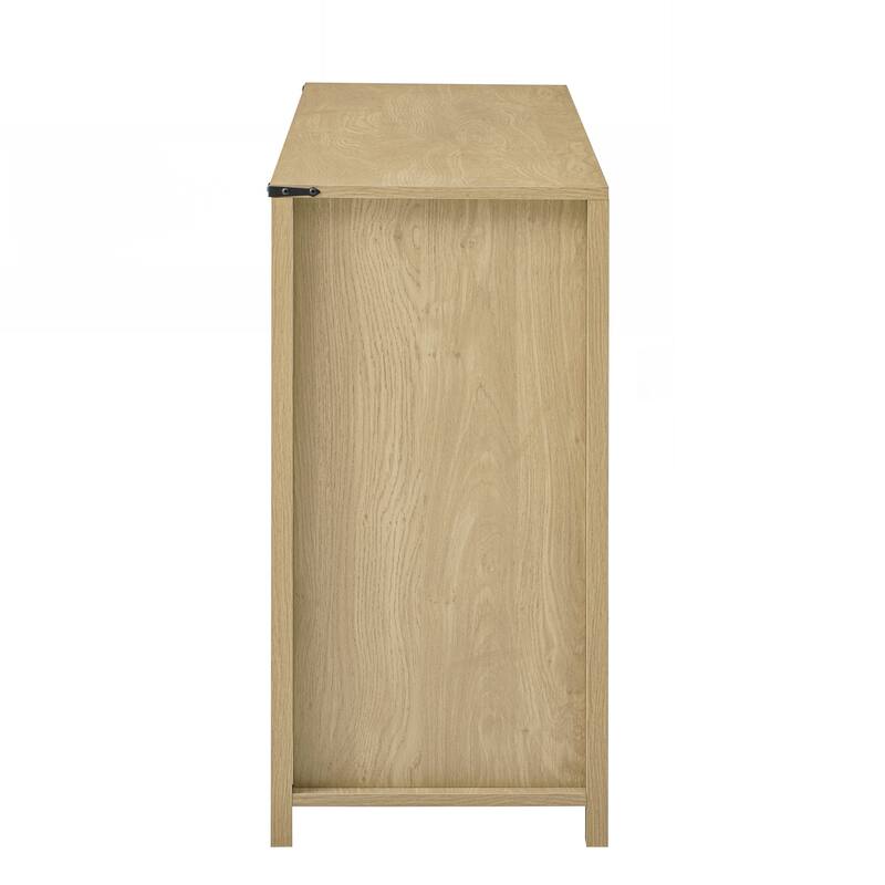 Sideboard with Sliding Barn Door and Mesh Panels,Farmhouse Buffet with Open Storage