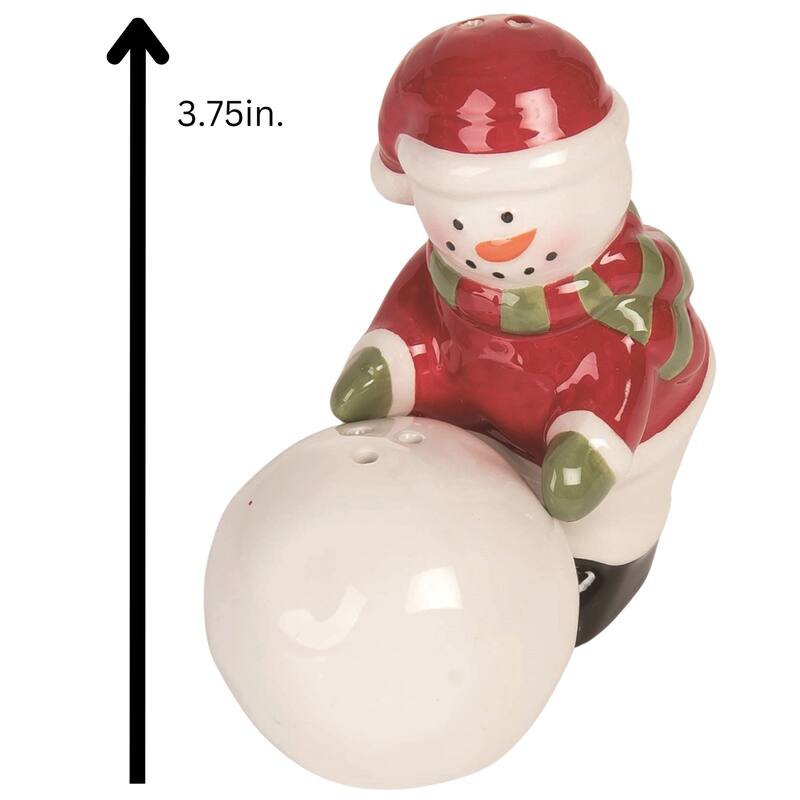 Transpac Dolomite 3.75 in. Multicolor Christmas Snowman and Snowball Salt and Pepper Shaker Set of 2