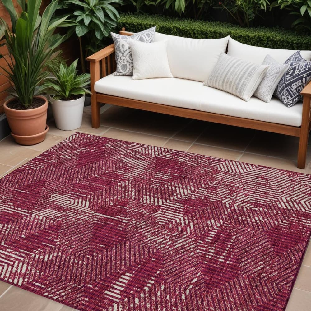 HomeRoots Geometric Transitional Rectangle Outdoor Rug
