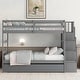 preview thumbnail 9 of 7, Twin Over Twin Bunk Bed with Twin Trundle and Stairway Storage, Sturdy Pinewood Frame