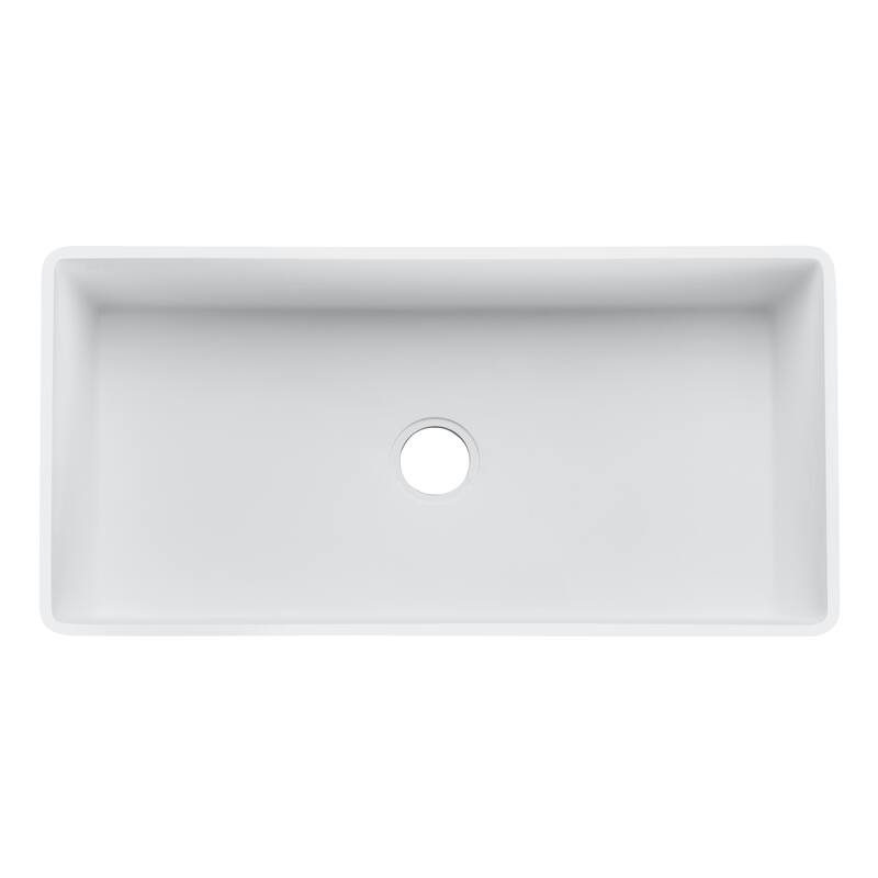 Roine 33 In. Farmhouse Apron Front Man Made Stone Single Bowl Kitchen Sink in Matte White