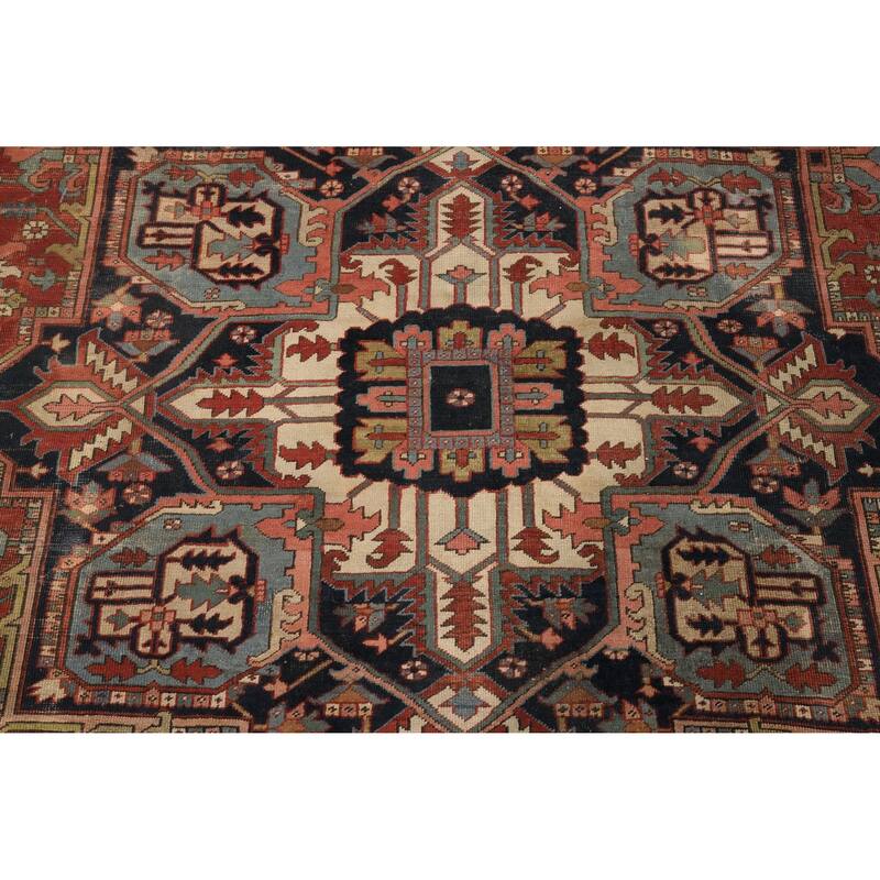 Hand Knotted Oriental 100% Wool Carpet Traditional Medallion Oranges & Rust Heriz (serapi) Area Rug - 15' 5'' X 9' 6''