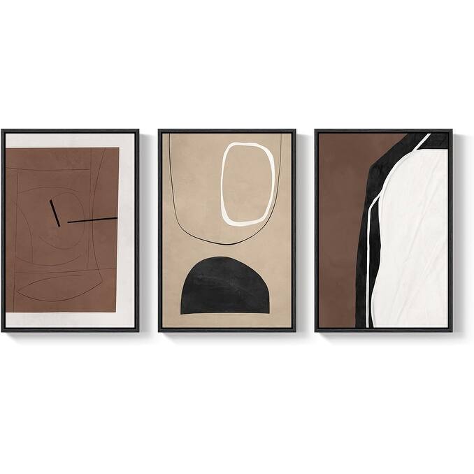 Framed Black and Brown Abstract Wall Art