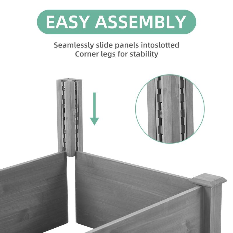 Large Wooden Raised Garden Bed for Outdoor Gardening Solid Wood Planter Box 8x2 ft for Vegetables Herbs - 96" x 28" x 10"