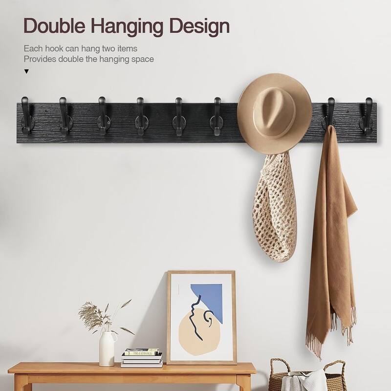 Coat Rack Wall Mount with 10 Hooks
