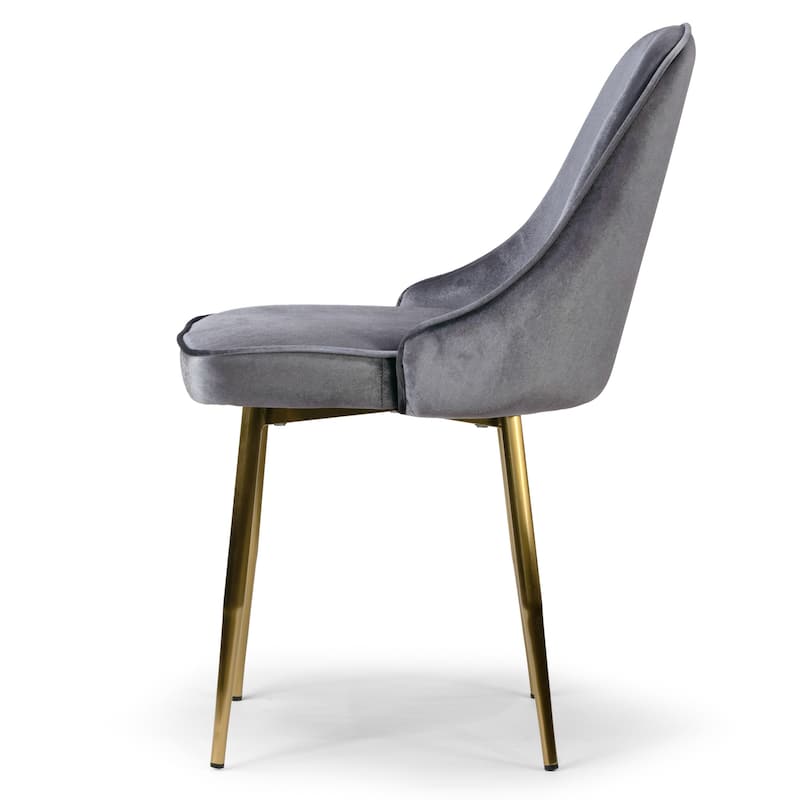 Set of 2 Alpha Sandy Brown Velvet Chair with Brushed Gold Steel Legs