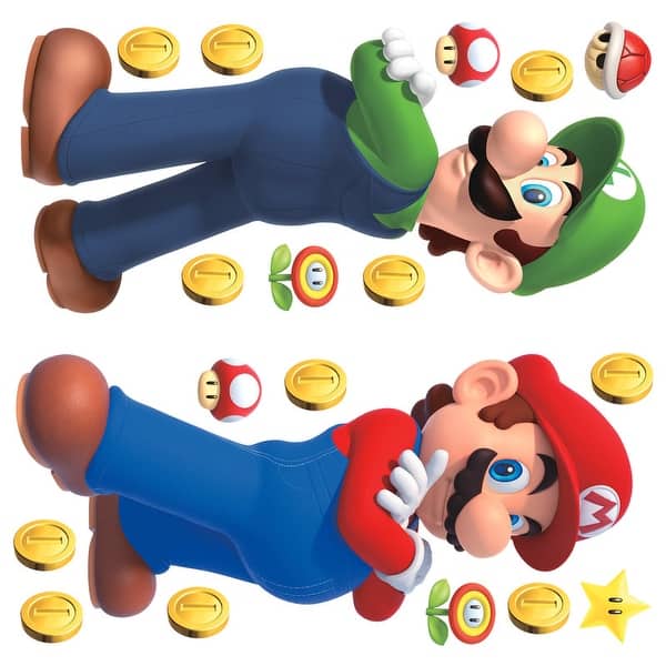 slide 2 of 8, Super Mario Luigi And Mario Giant Peel and Stick Wall Decals by RoomMates