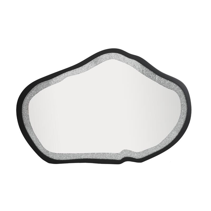 Clarise Crystal Accent Wall Mirror Diamonds Art Decoration Glass Bathroom Vanity Mirror - Black
