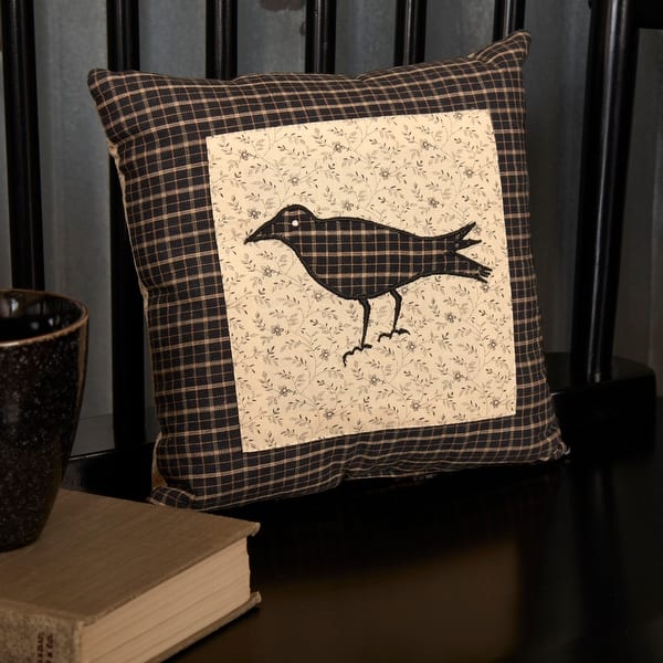 slide 1 of 3, Kettle Grove Pillow Crow 10x10 Accent - Pillow 10x10 - Polyester - Country Black/Dark Creme/Khaki
