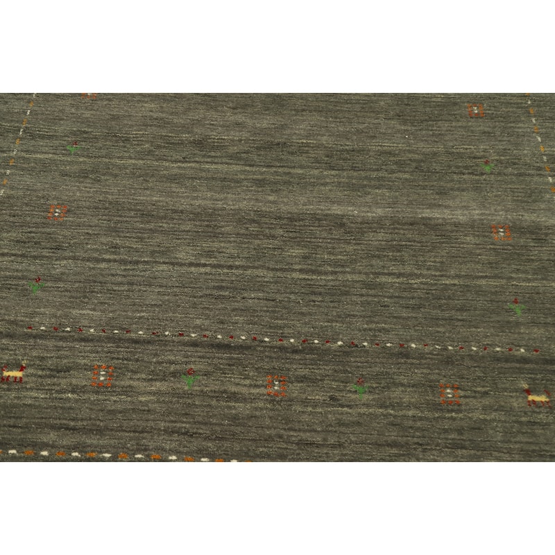 Hand Knotted Oriental 100% Wool Carpet Tribal Animal Pictorial Green Gabbeh Area Rug - 7' 3'' X 5' 2''